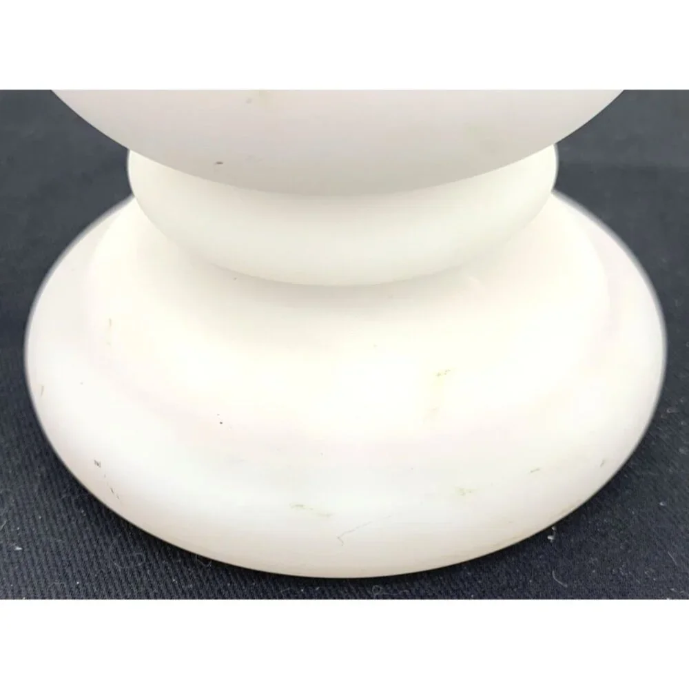 Fenton Vase Satin Glass White Pink Ruffled Edge Melon 7